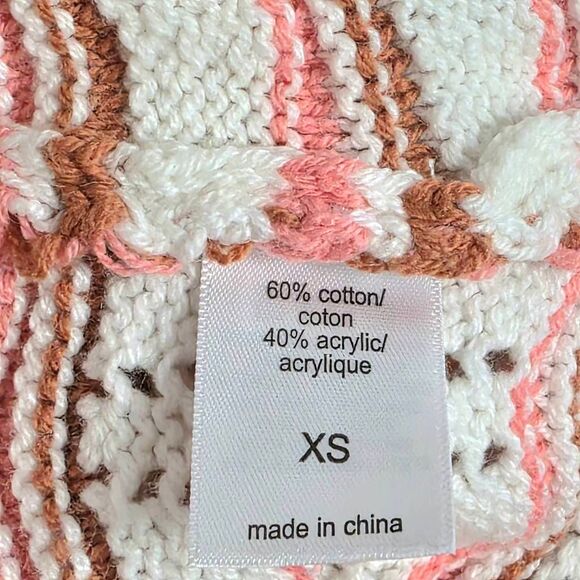 Maurices XS Pointelle Knit Stripe Sweater Pink White - Picture 6 of 7